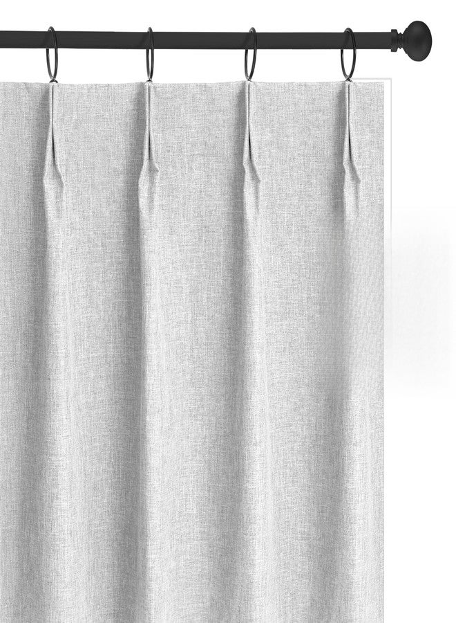 WdFour 42x63 Inch Blackout Curtains - Thermal Insulated Pinch Pleated Drapes, 100% Light Blocking, Extra Long Back Tab Panels for Bedroom & Living Room, Pack of 2 (Greyish White) - Image 1